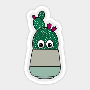 Cute Cactus Design #275: Cactus With Pretty Flowers Sticker